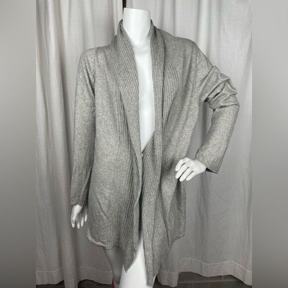 MARGARET O’LEARY- Cashmere and Silk Blend Women’s Cardigan Size Large Light Gray - Picture 1 of 8